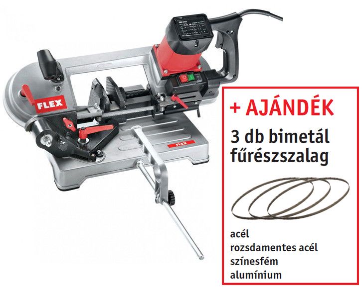 Flex SBG 4910 kézi fémvágó szalagfűrész elfordítható fűrészkerettel + AJÁNDÉK 3 db bimetál fűrészszalag termék fő termékképe