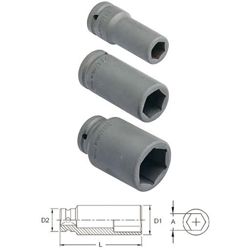 Genius Tools 649517 3/4"-os 6 lapú gépi dugókulcs fej, hosszított kivitel, 17 mm termék fő termékképe