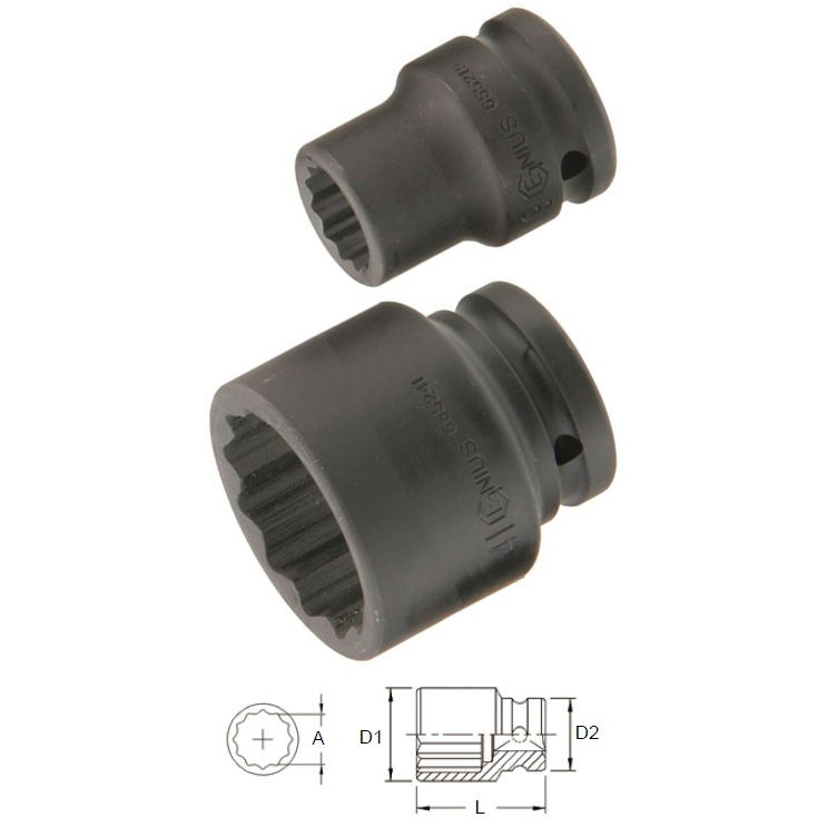 Genius Tools 655258 3/4"-os 12 lapú gépi dugókulcs fej, 58 mm termék fő termékképe