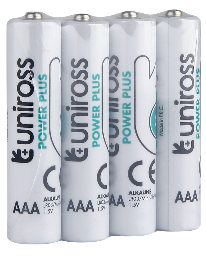 Uniross LR03 POWER PLUS 1.5V alkáli tartós elem, AAA (micro), 4 db/csomag termék fő termékképe